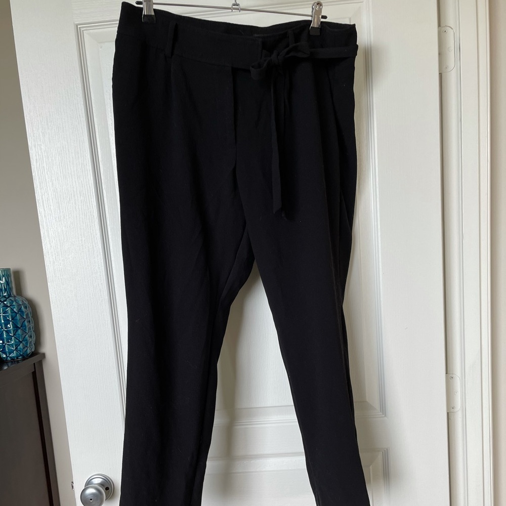 Black cropped paper bag pants